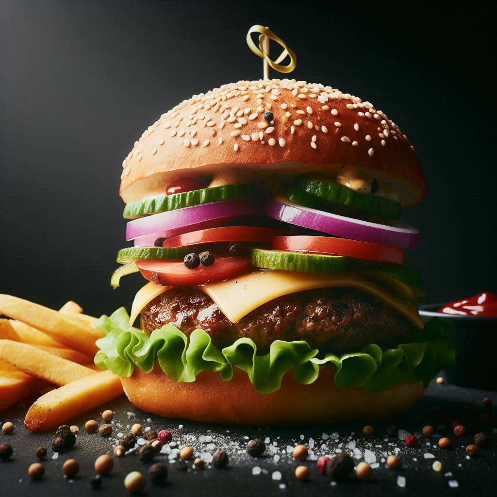 cheese burger with purple onion